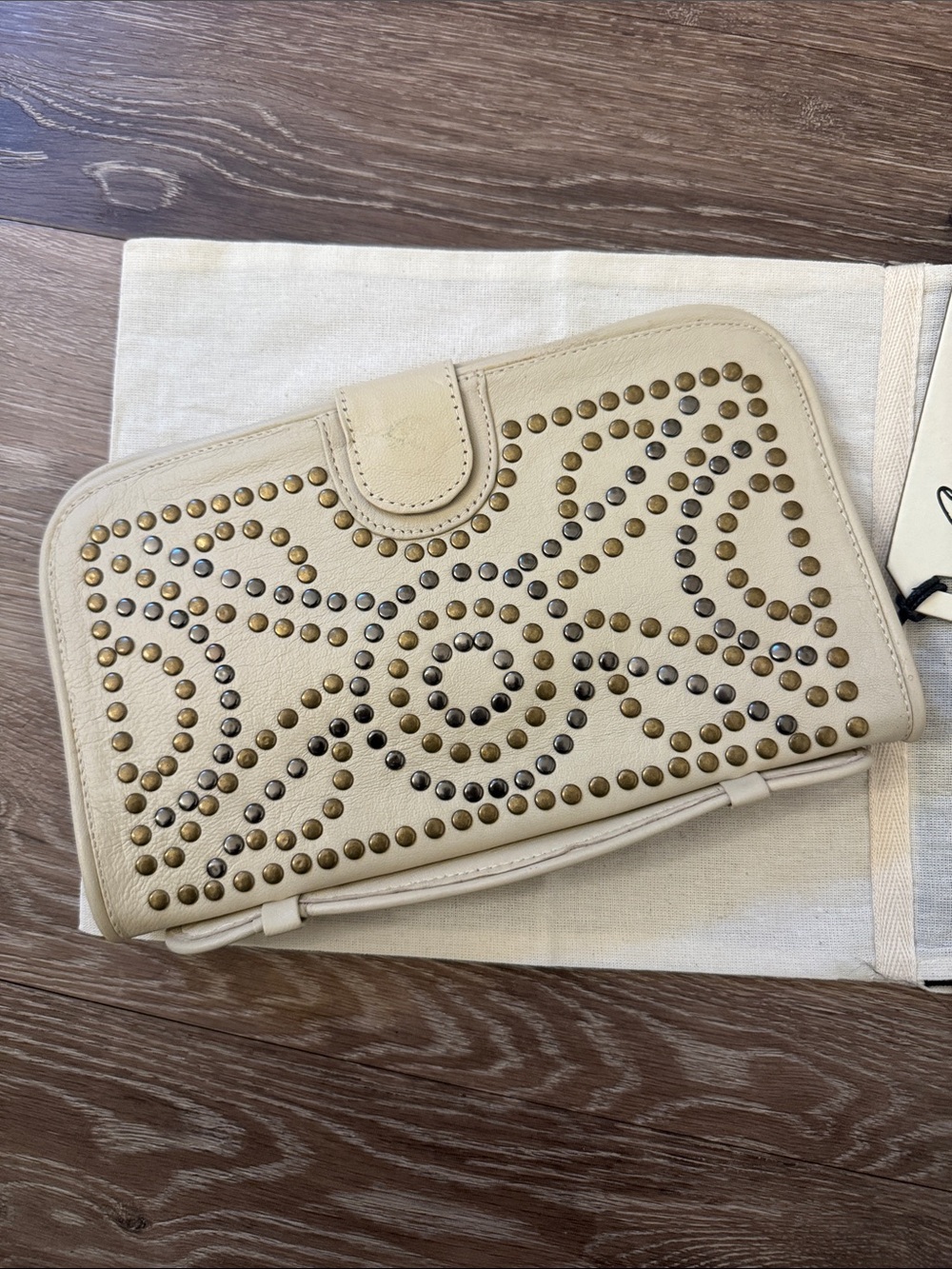 NWT- Cleobella Mexicana Studded Cream Clutch